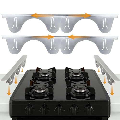 Image of Linda’s Essentials Stainless Steel Stove Gap Covers (2 Pack) Adjustable Length 13.8" to 27.5" Stainless Steel, Steel Adjustable Stove Gap Covers, Counter, Oven & Stove Gap Filler