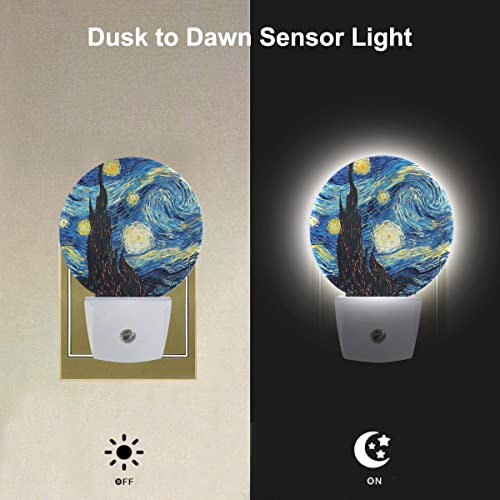 Image of EKOBLA Van Gogh Starry Night Night Light, Art Night Lights Plug Into Wall with Auto Sensor, 0.5W Sleep Friendly for All Ages