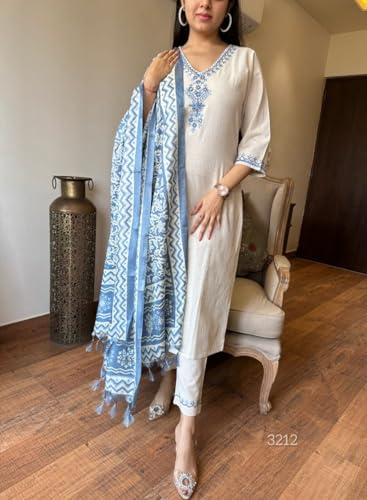 Image of Khadi Kurtaset With Khadi Silk Dupatta For Womens