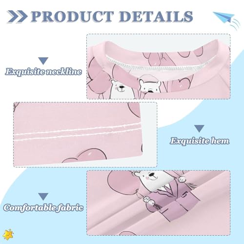 ALAZA Kids Rash Guard Girls Toddler Swim Shirts Short Sleeve Bear Balloon Cute UPF 50+ 3T3