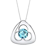 peora swiss blue topaz trinity knot pendant necklace for women sterling silver natural gemstone birthstone solitaire 1 carat round shape 6mm with 18 inch italian chain