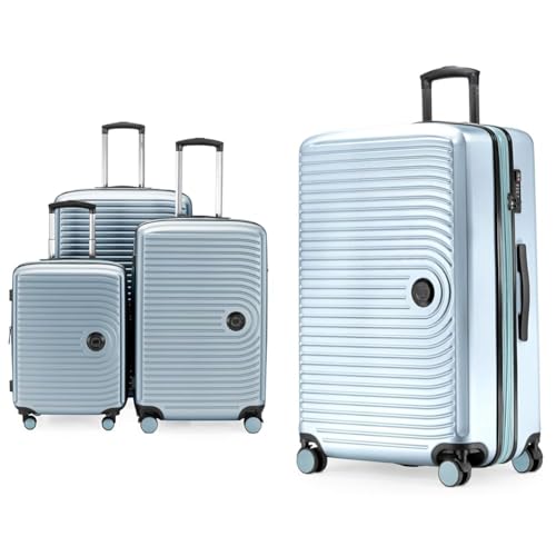 Hauptstadtkoffer Mitte - 3er Kofferset - Handgepäckskoffer 55 cm & Mitte - Großer Hartschalenkoffer, TSA, 4 Rollen, Check-In Gepäck mit 8 cm Volumenerweiterung, 77cm, 130 Liter, Pool blue