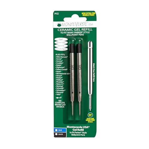 Image of Monteverde Capless Gel Refill (to fit Parker), 0.5 mm Extra Fine Needle Point, Black