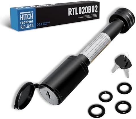 RETRUE Trailer Hitch Receiver Pin Lock, Suitable for 2 Inch Receiver, 5/8" Dia Hitch Lock for Securely Locking Trailer Hitch with Two Keys, Black