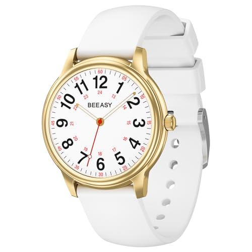 Beeasy Nurse Watch Waterproof for Medical Professionals Students Women Men,Watches with Second Hand Nursing 12/24 Hour, Easy Read Dial and Silicone Band, Military Time Luminouse