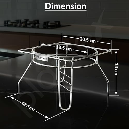 Image of Plantex Stainless Steel Matka Stand /Ghada /Matki Stand /Plant Pot Stand for Balcony /Kitchen Accessories Items for Home (Chrome,Stainless Steel)