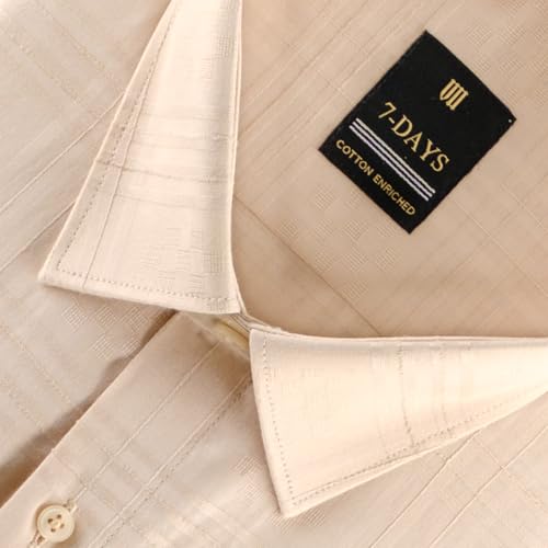 Image of 7-DAYS Men's Premium Formal Shirts - Regular Fit, Full Sleeve, 100% Pure Cotton, Self-Design, with Pocket - Stylish Office Shirts for Men