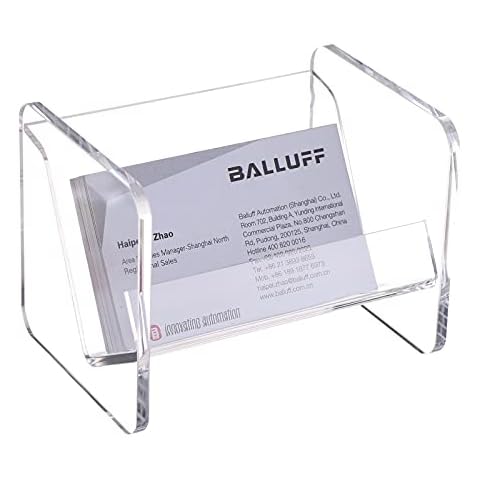 SANRUI Business Card Holders for Desk Acrylic Clear Business Card Display Stand Desktop Holder Office Accessories Cover