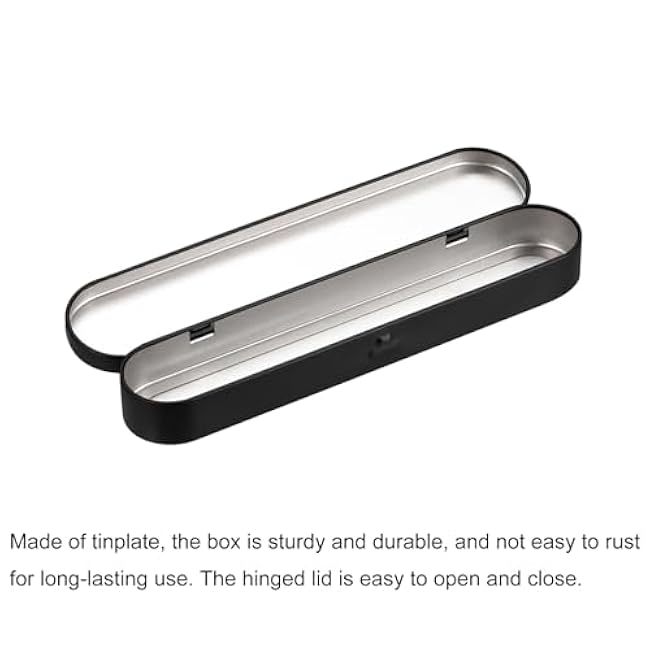 uxcell Metal Tin Box, 6pcs 6.89 x 1.5 x 0.79 Empty Tinplate Containers with Hinged Lids, Black, for Home Organizer, Candles, Gifts, Car Keys, Crafts Storage