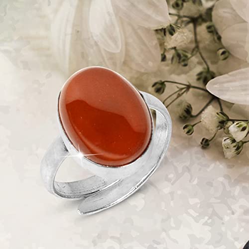 Image of Reiki Crystal Products Natural Certified Red Onyx Gemstone Ring - Adjustable Unisex Crystal Stone Ring for Adults