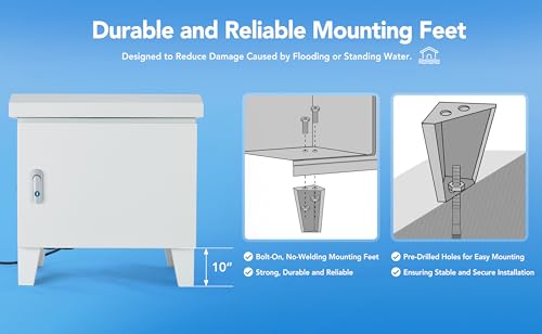 HQUA ASC01 Pond, Water Garden Weatherproof Outdoor Cabinet, Housing for Pond Aerator, Air Pump 19”W×14”D×18.5”H with 110V Cooling Fan, pre-wired outlet and 10’ 3-pin plug cord included