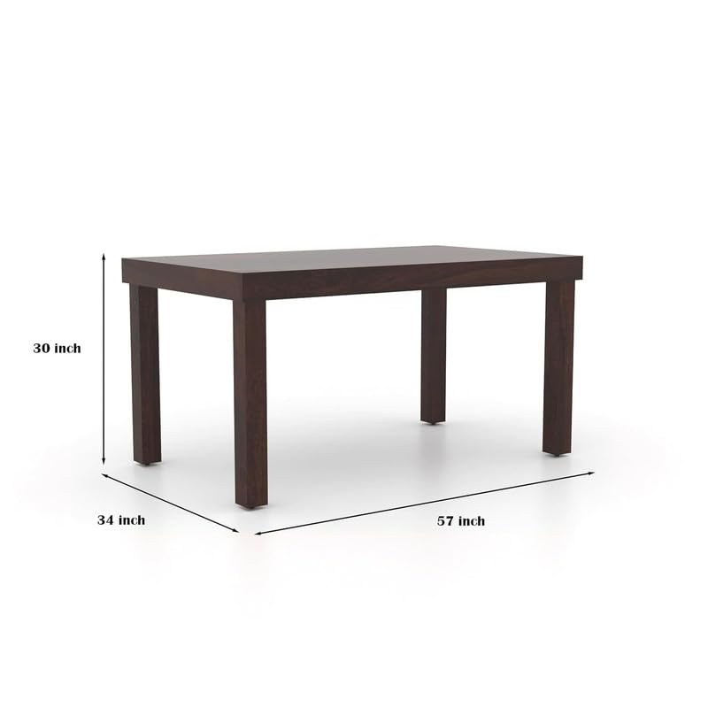 Image of Furniture Solid Sheesham Wood 6 Seater Dining Table Set with Cushioned Chairs | Multipurpose Wooden Six Seater Dinner Table Set for Living Room, Dining Area and Home (Walnut Finish)