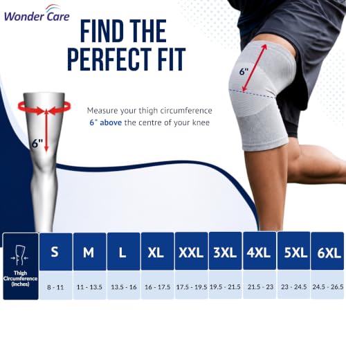 Image of Wonder Care 2-Pack Bamboo Knee Compression Sleeve for Men and Women, Compression Knee Sleeve for Running, Volleyball, Gym Weightlifting Made from Bamboo Yarn, Perfect Knee Brace for Knee Pain and Enhanced Comfort - 1 Pair