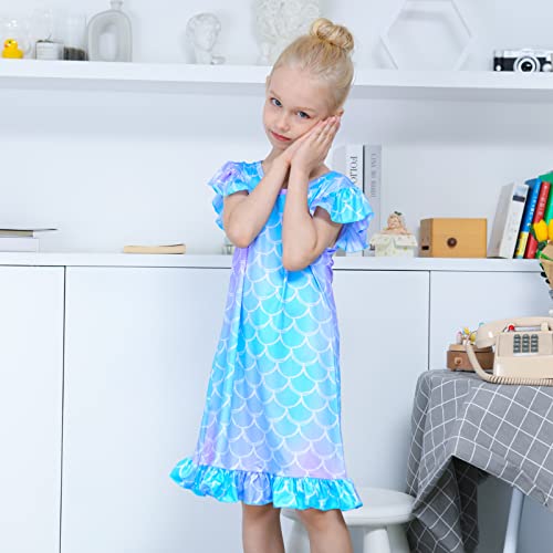 Sylfairy 2pcs Girls Nightgowns, Unicorn Nightgown Princess Pajama Dresses for Girls Sleepwear Nightie2