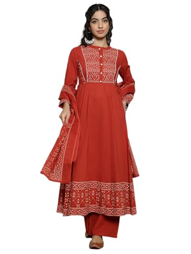 Image of Vbuyz Women'S Cotton Floral Print Straight Stitched Kurta Pant With Dupatta