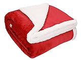 Betz Luxus Flanell Kuscheldecke Wohndecke XXL Verona Sherpa Größe 150x200 cm Farbe rot