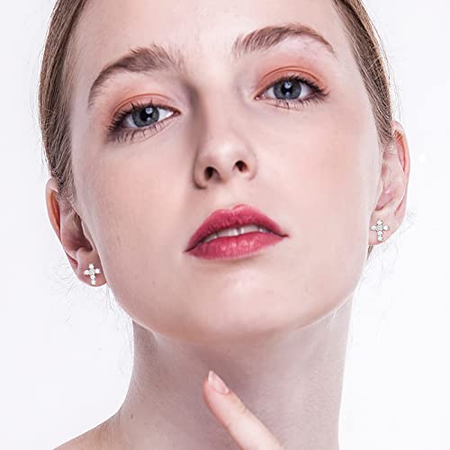 Moissanite Stud Earring, Cross Sterling Silver Stud Earrings for Women3