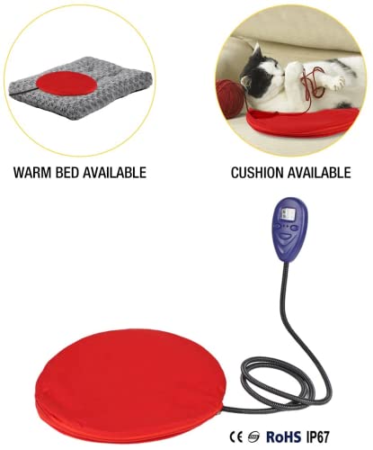 Namsan MX-PAD-HPP3030-RED Heating Pad For Cats Small Dogs Heated Dog Bed Round Cat Tree Heating Bed Rabbit Warming Pad thumb #5