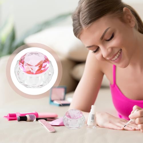 Vaso de cristal para arte de uñas con tapa, transparente rosa miniatura 4