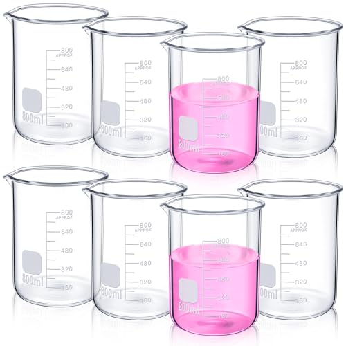 Relaxweex 8 Pcs 800ml Glass Lab Beaker, Borosilicate Low Form Spout