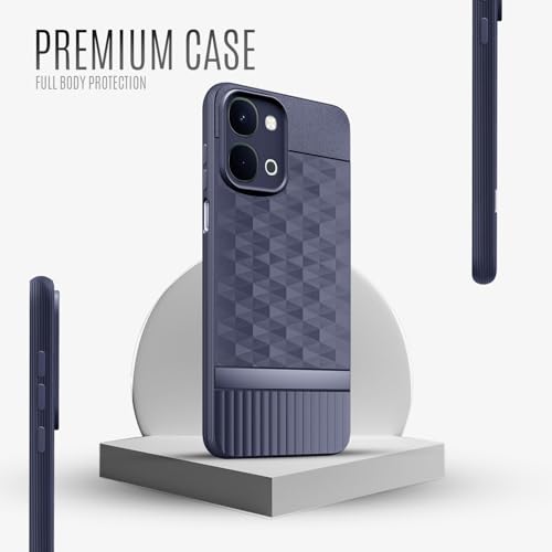 Image of SESS XUSIVE Back Cover for Vivo Y51 Pro 5G Camera Protection 3D Hexa Cube Design Silicone Protective Bumper Back Case for Vivo Y51 Pro 5G - Blue