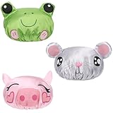 kilofly 3pc Waterproof Reusable Bath Hat Kids Fun Cartoon Animal Shower Caps Set