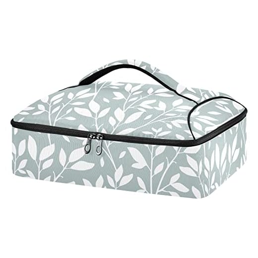 Moudou Leaves Branches Casserole Carrier for Hot or Cold Food, Reusable Casserole Dish Carrier Bag Insulated Thermal Lasagna Lugger Tote for Potluck, Party, Picnic, Beach, Travel