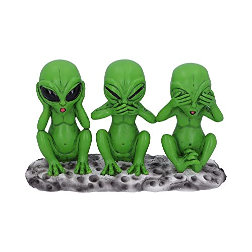 Nemesis Now Tres sabios marcianos 16 cm See No Hear No Speak No Evil Alien Figuritas, Resina, Verde