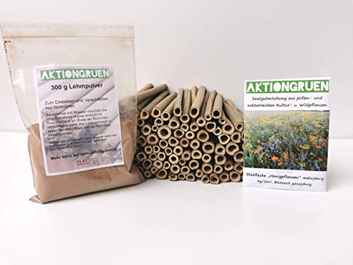 aktiongruen Mega Pack Bamboebuisjes insectenhotel knutselspullen 200 nestbuizen 17 cm met 300 g leempoeder - Image 4