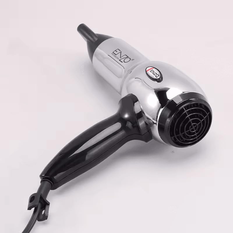 PRECISIONWAREENZO EN-8225 Professional Hair Dryer – 2200W Ionic Hair Dryer with 3 Heat Settings, 2 Speed Settings, and Diffuser Attachment - Intl Version