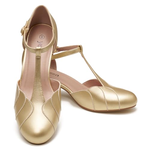 Image of Character Shoes for Women, 2 inch T-Strap 1920s Flapper Dance Shoes Ballroom