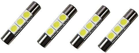 Cutequeen Trading 4pcs LED Mirror Fuse Sun Visor 6641 Blue 30mm(1.23") 5050 3-SMD 12V Festoon Dome Light LED Bulbs(pack of 4)