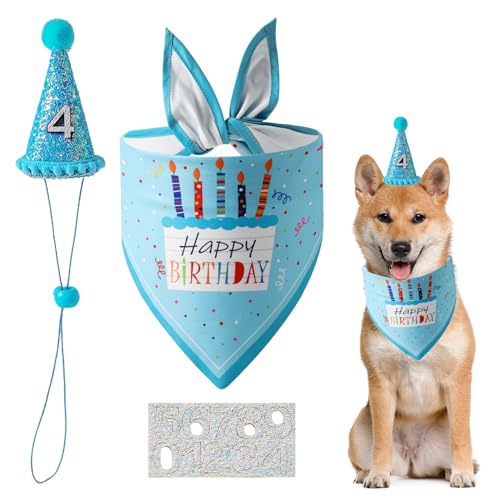 Hunde Geburtstag Set - Hut, Bandana & Fliege Mit Zahlen Für Partys