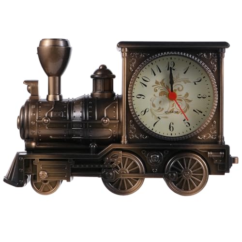 SAFIGLE Reloj Despertador Decorativo de Escritorio en Forma de Tren Vintage Diseño Retro en Color Cobre Antiguo Reloj de Colección Multifuncional para Decoración del Hogar y Oficina
