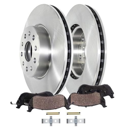 Image of Detroit Axle - Front Brake Kit for 2021-2024 Chevrolet Camaro, Disc Brake | Rotors Ceramic Brake Pads 2022 2023 Replacement 13.58 inch Rotor