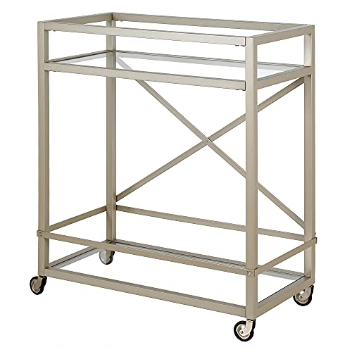 Image of Wilson 30'' Wide Rectangular Bar Cart in Satin Nickel