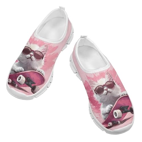 Big Kids Cute Slip-On Walking Sneakers Casual Tennis Loafers Shoes Breathable Workout Sneakers Lightweight Travel Shoes US Size 11-154