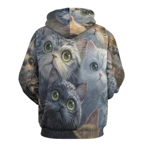 Sweat à capuche imprimé chat 3D pour éviter les pulls ternes et sans forme