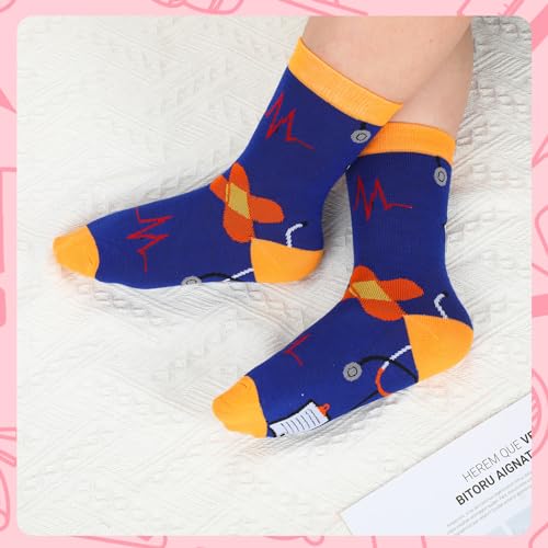 48 Pairs Nurse Socks Bulk Novelty Nurse Teeth Cotton Socks Medical Themed Nurses Gifts for Women Dentist Doctor Assistant Birthday Gift