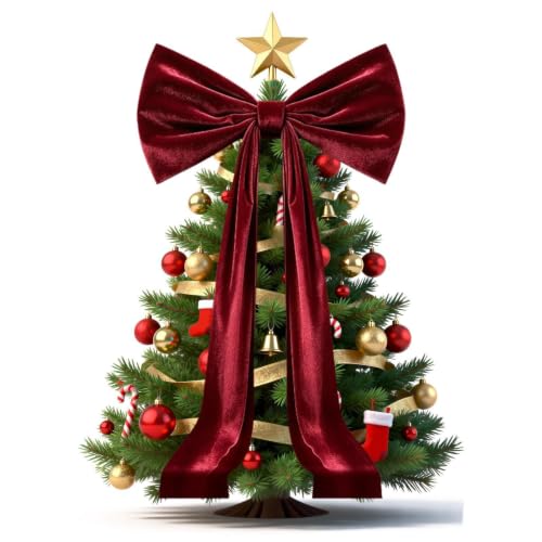 Christmas Tree 6ft Aesthetic Velvet Reusable Homes Living Rooms Bedrooms | Christmas Bows Tree Decor For Indoor Outdoor Living R