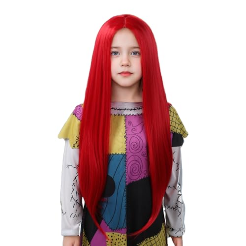 Red Hair Wig For Kids Girls Long Straight Red Wig Cosplay Halloween Costumes Wigs For Kids