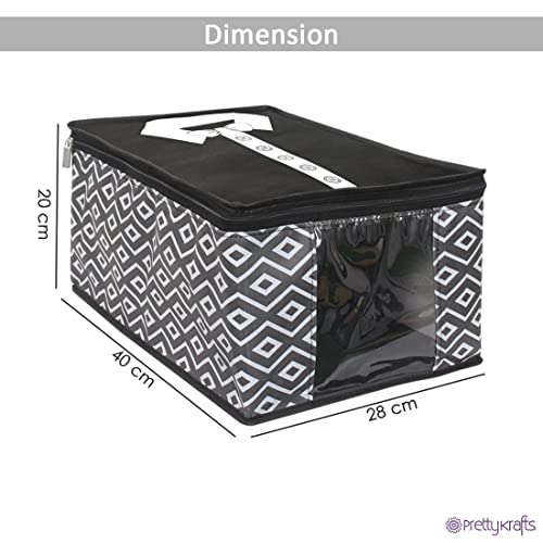 Image of PrettyKrafts XL Shirt Cover For Storage Organizer Garment Cover Foldable Clothes Storage Bags For Wardrobe /Closet Organiser, (Set of 2) Diamond Black