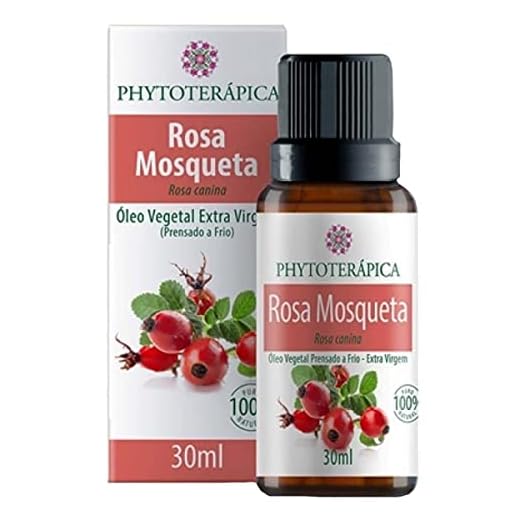 PHYTOTERAPICA- Óleo Vegetal de Rosa Mosqueta - Aromaterapia -Pele e Cabelo -Indicado para atenuar linhas e marcas de expressão, cicatrizes, estrias, queimaduras e assaduras - 100% Puro e Natural -30ml