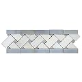 Blue Stone - Thassos White Marble 3 1/4x11 Basketweave Border