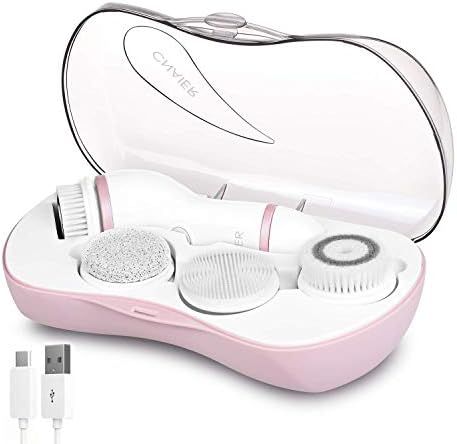Rechargeable Facial Cleansing Spin Brush Set with 4 Exfoliation Brush Heads - Waterproof Face Spa System by CNAIER - Face Brushes for Cleansing and Exfoliating