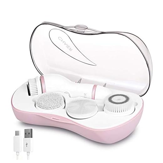 Rechargeable Facial Cleansing Spin Brush Set with 4 Exfoliation Brush Heads - Waterproof Face Spa System by CNAIER - Face Brushes for Cleansing and Exfoliating