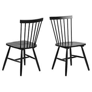 AC Design Furniture Susanne Chaises de salle à manger Lot de 2, H: 86 x l: 50,5 x L: 49,5 cm, Noir, Bois, 2 pc