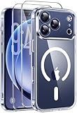 Qasyfanc Magnetisch für iPhone 17 Pro Max Hülle mit 2 Schutzfolie, Vollständiger Kameraschutz, Handyhülle Kompatibel mit MagSafe, Anti-Vergilbung Rückseite Stoßfest Schutzhülle Transparent