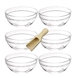 Lieferumfang: 6 Mini Glasschalen inkl. einer Holzschaufel (Länge: 7,5 cm)- in bester Qualität von Viva Haushaltswaren