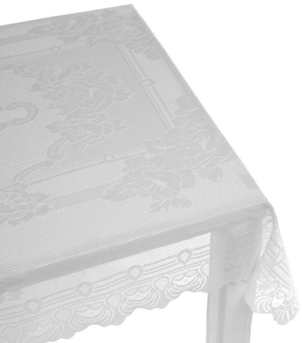 Lorraine Home Fashions Sharon 152,4 cm par 264,2 cm Nappe Rectangulaire, Blanc, 52 by 70-inch